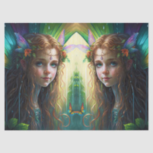 Papel De Seda Fantasy Rainbow Fairy Girl Decoupage