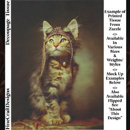 Papel De Seda Fantasy Steampunk Aviator Kitten FB6L Decoupage