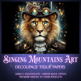 Papel De Seda Fantasy Steampunk Victorian Lion Decoupage