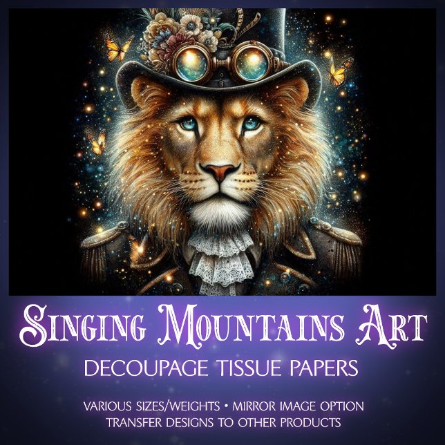Papel De Seda Fantasy Steampunk Victorian Lion Decoupage (Criador carregado)