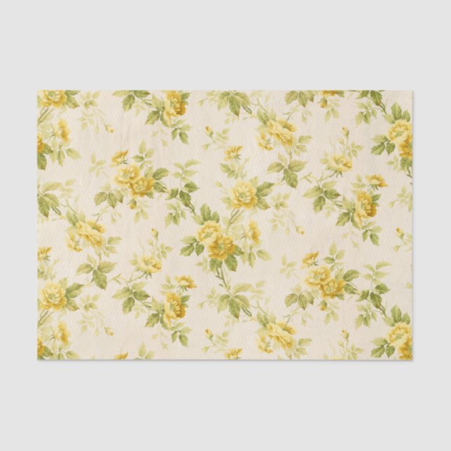Papel De Seda Farmhouse Amarelo-Ouro bonito Floral (Frente )