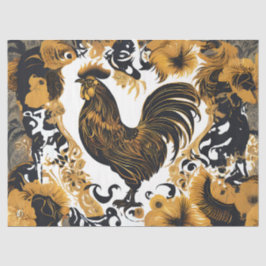 Papel De Seda Farmhouse Dourado e Black Rooster