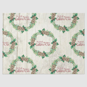 Papel De Seda Farmhouse Feliz Fúria de Natal Pine Cone Holly