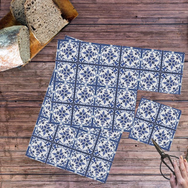 Papel De Seda Farmhouse Kitchen Country yle Blue on White Azulej (Criador carregado)