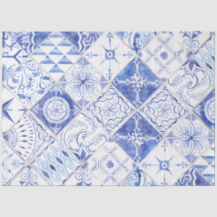 Papel De Seda Farmhouse Mudou Azulejo Azul Diamante Decoupage 2