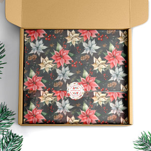 Papel De Seda Farmhouse Poinsettia Watercolor Foliage
