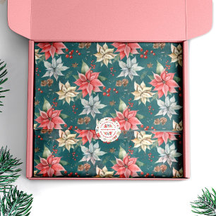 Papel De Seda Farmhouse Poinsettia Watercolor Foliage