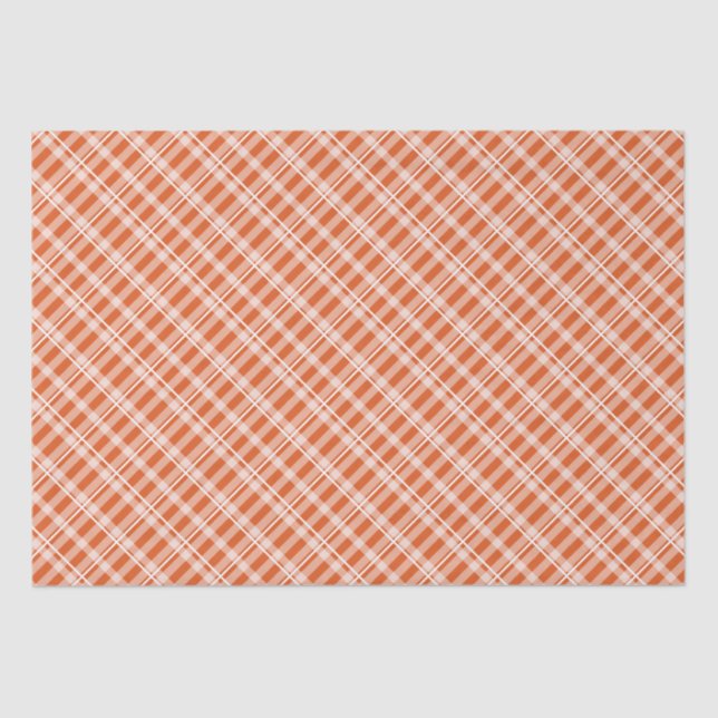 Papel De Seda Farmhouse Warm Orange Tartan Xadrez (Frente )