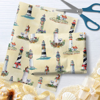Papel De Seda Faróis de Natal Areia de Praia Náutica