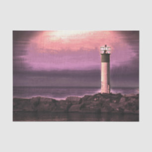 Papel De Seda Farol Céu Roxo Pôr do Sol no Lago