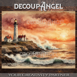 Papel De Seda Farol costeiro ao pôr do sol - desacoplamento -