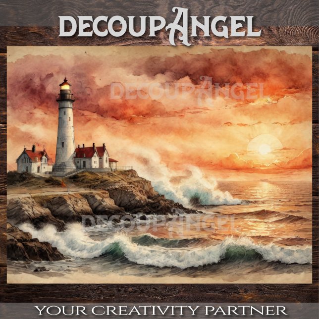 Papel De Seda Farol costeiro ao pôr do sol - desacoplamento - (Criador carregado)