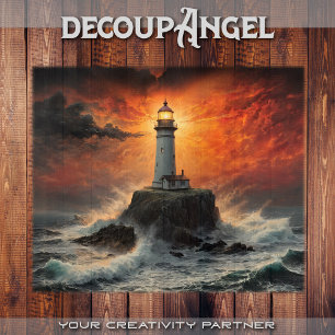 Papel De Seda Farol de Fiery Sunset: Um Sentinel Solitário - Dec