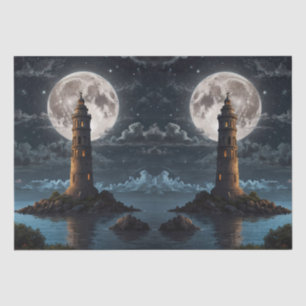 Papel De Seda Farol iluminado à luz da lua numa noite clara