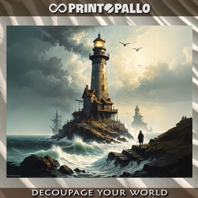 Papel De Seda Farol no mar tempestuoso com o Guardião (Criador carregado)