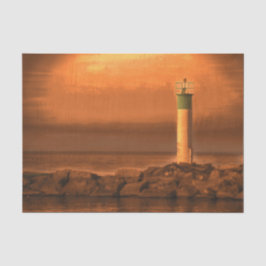 Papel De Seda Farol pôr do sol laranja no lago