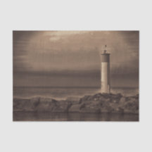 Farol Vintage Sépia Crepúsculo Lago Náutico