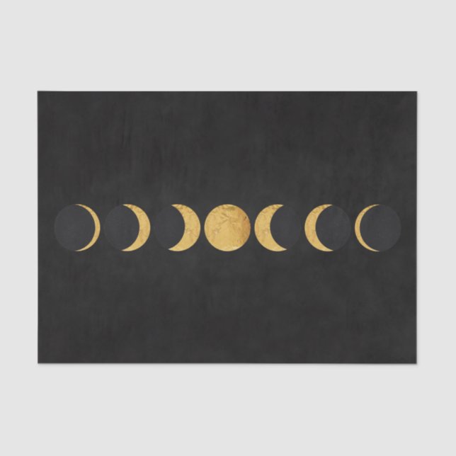 Papel De Seda Fase Dourada da lua: fundo texturizado preto (Frente )