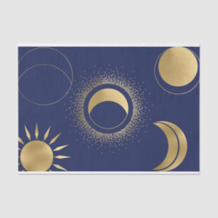 Papel De Seda Fases celestiais do sol-sol-ouro eclipse azul-roxo