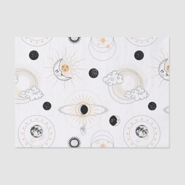 Papel De Seda Fases da lua solares planetas retrorreflectores es (Frente )