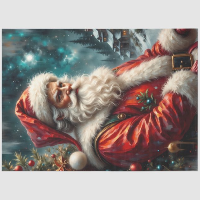 Papel De Seda Father Christmas in Winter Sky | Classic Santa  (Frente )