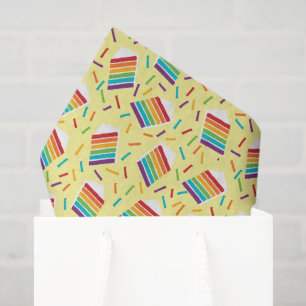Papel De Seda Fatia de Bolo Arco-Íris e Sprinkles Padrão