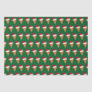 Papel De Seda Fatias de pizza de Natal em Santa Hats Verde