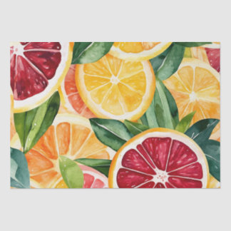 Papel De Seda Fatias Tropicais De Frutas De Laranja Citrino