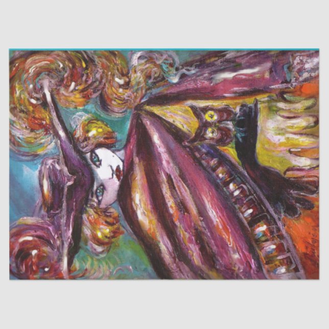 Papel De Seda FAUST/ Máscara Misteriosa com Tricorn e Coruja (Frente )