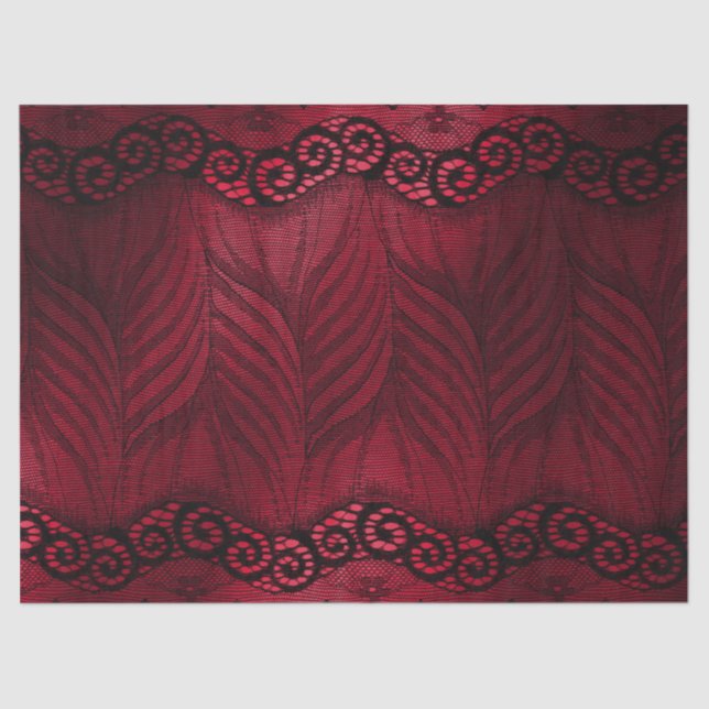Papel De Seda Faux Black Lace em Red Decoupage (Frente )