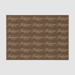Papel De Seda Faux Dourado Glitter E Brown Obrigado Padrão