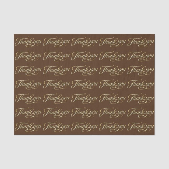 Papel De Seda Faux Dourado Glitter E Brown Obrigado Padrão (Frente )
