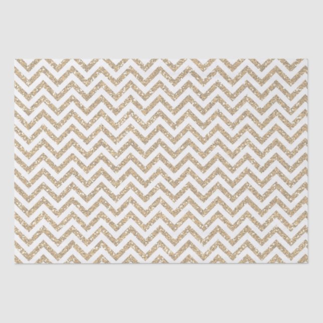 Papel De Seda Faux Glitter Chevron Dourado (Frente )