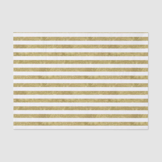 Papel De Seda Faux Glittery Dourado Stripes (Frente )