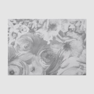 Papel De Seda Faux Painted Floral   Preto e branco