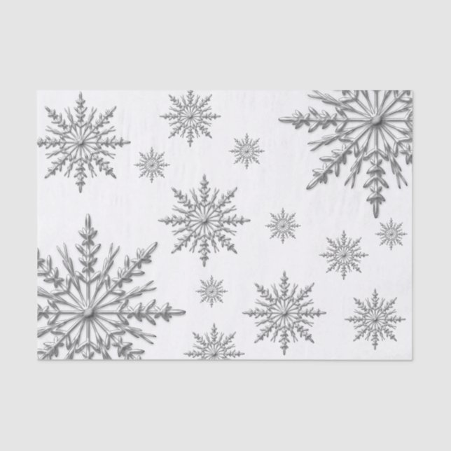 Papel De Seda Faux Silver Winter Snowflakes (Frente )