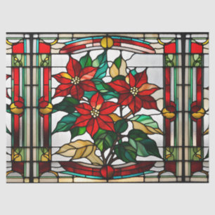 Papel De Seda Faux Staintia Glass Poinsettia para Artesanato de