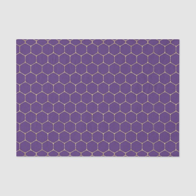Papel De Seda Favo de Mel Roxo e Dourado (Design 16 Série Roxa) (Frente )