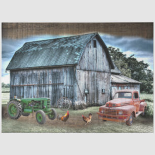 Papel De Seda Fazenda de Trator de Viagem Russo Barn