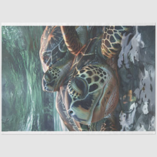 Papel De Seda Fechar a Tartaruga na Desnuvem do Mar