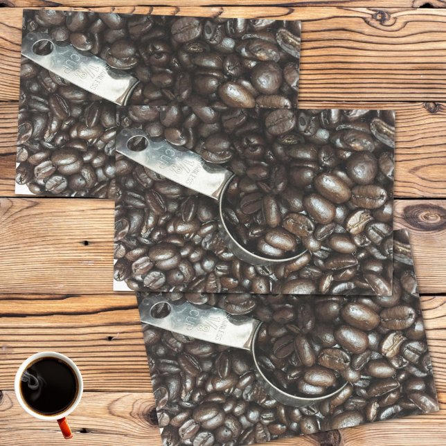 Papel De Seda Feijões De Café Torrados Com Fotografia De Prata (coffee beans and scoop tissue paper)
