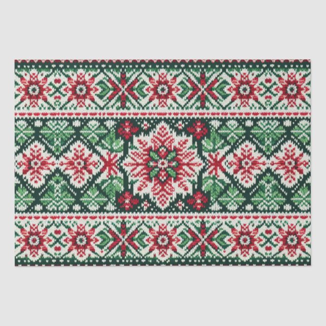 Papel De Seda Feira de Natal/Inverno vermelha e verde (Frente )