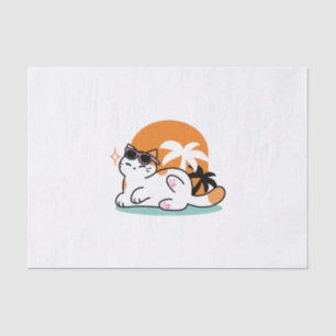 Papel De Seda Feline Fine no Sol - Gato Tropical Relaxado