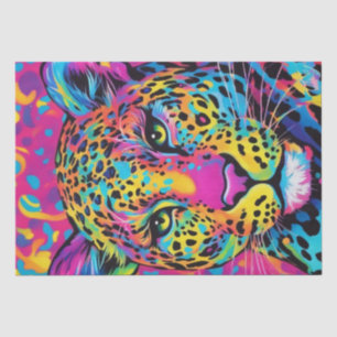 Papel De Seda Felino Vibrante: Decoupage Colorida do Leopardo Ar