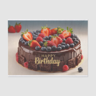 Papel De Seda Feliz aniversário Bolo de Fruta de Chocolate