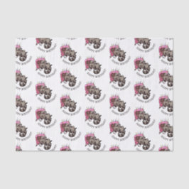 Papel De Seda Feliz aniversário! Cartoon Greedy Raccoon Cake