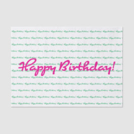Papel De Seda Feliz aniversário! Casual verde-rosa-primavera de 
