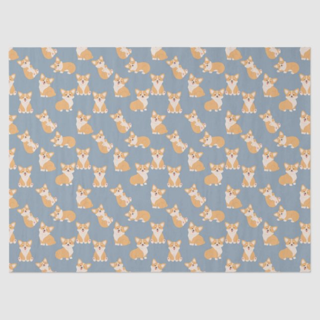 Papel De Seda Feliz Aniversário, Cute Corgi Patterno para Cachor (Frente )