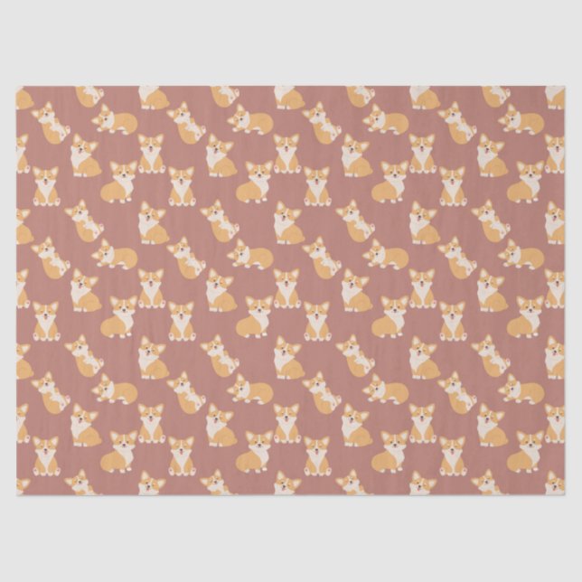 Papel De Seda Feliz Aniversário, Cute Corgi Patterno para Cachor (Frente )