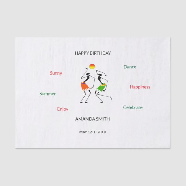 Papel De Seda Feliz Aniversário da dança da Felicidade do Amigo (Frente )